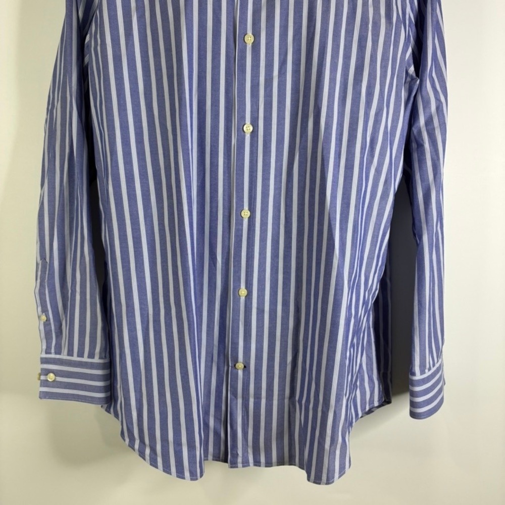 Banana Republic Fitted Blue White Stripe Dress‎ Shirt XL 17-17 1/2 Cotton - Picture 9 of 14